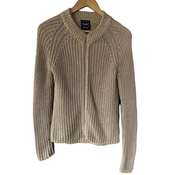 Twik By Simmons Taupe Loose Knit Cardigan Medium - Picture 1 of 4